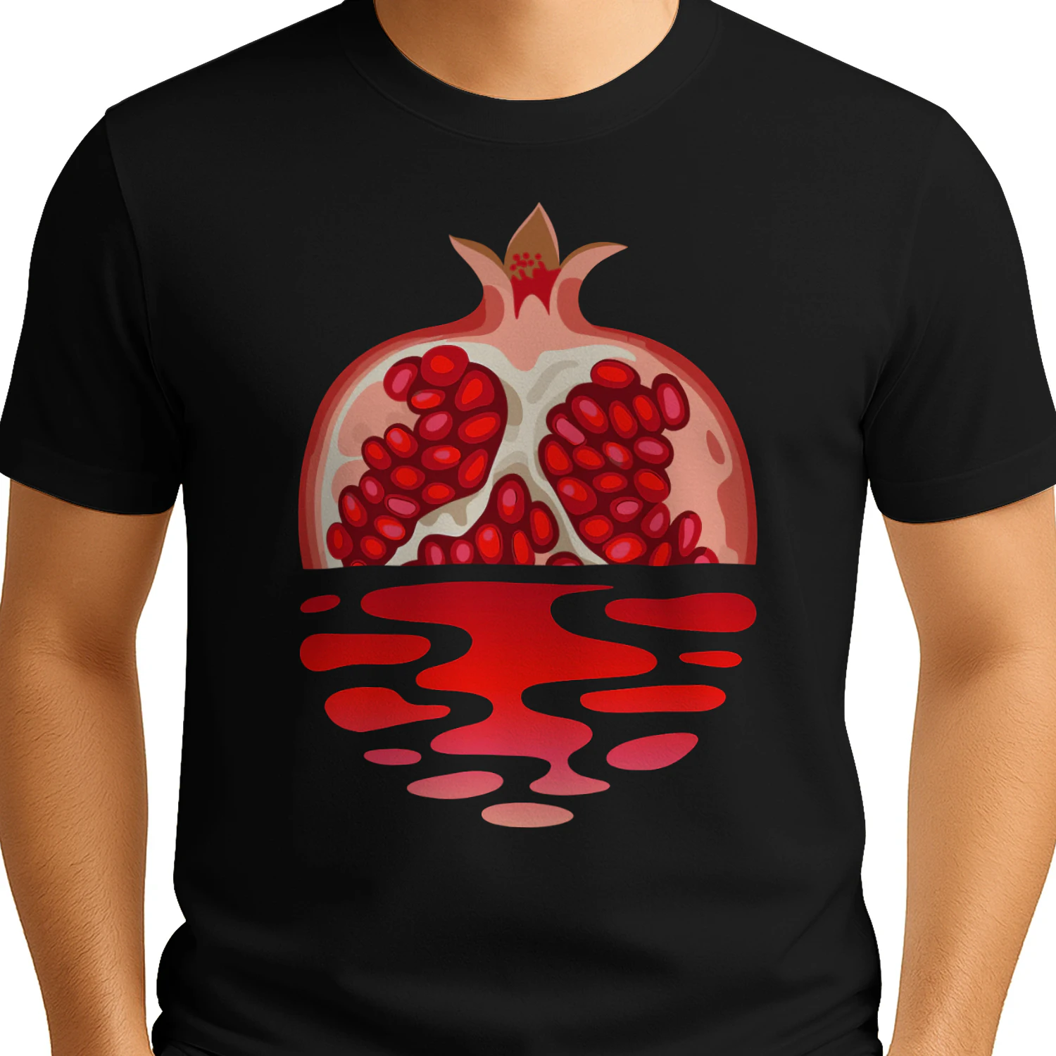 Granatäpple Solnedgång vid Havet – Tropisk Sommar T-Shirt