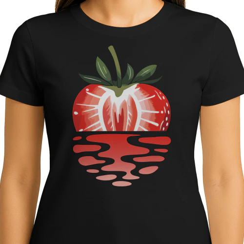 Jordgubbe Solnedgång vid Havet – Sommar T-Shirt