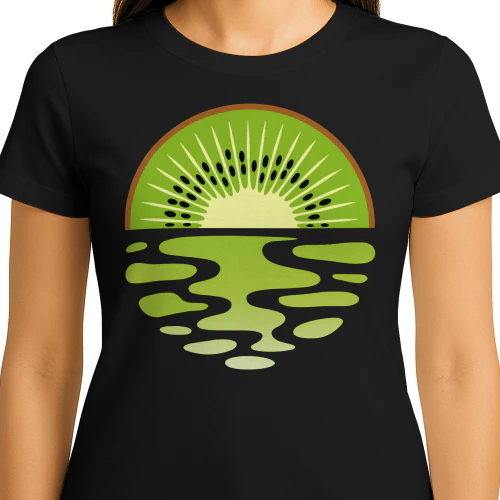 Kiwi Solnedgång vid Havet – Tropisk Sommar T-Shirt