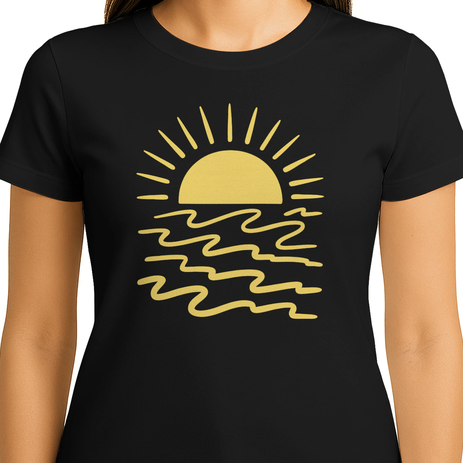 Minimalistisk Solnedgång vid Havet – Sommar T-Shirt