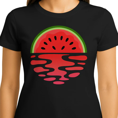 Vattenmelon Solnedgång vid Havet – Sommar T-Shirt