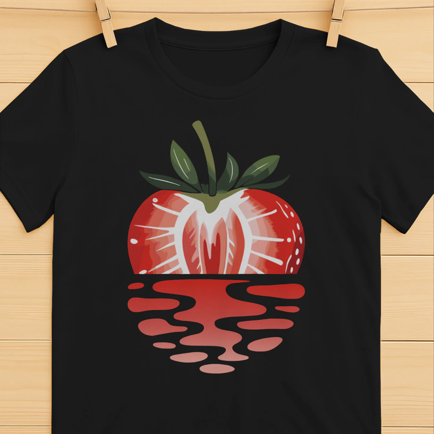 Jordgubbe Solnedgång vid Havet – Sommar T-Shirt