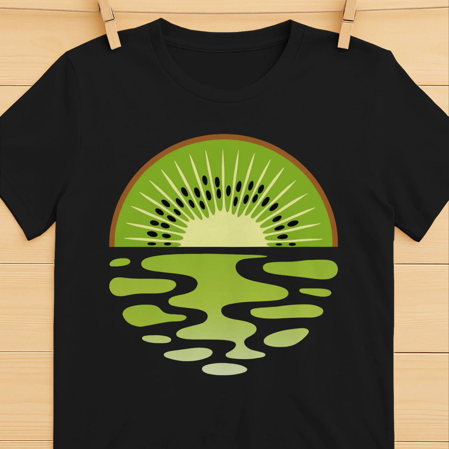 Kiwi Solnedgång vid Havet – Tropisk Sommar T-Shirt