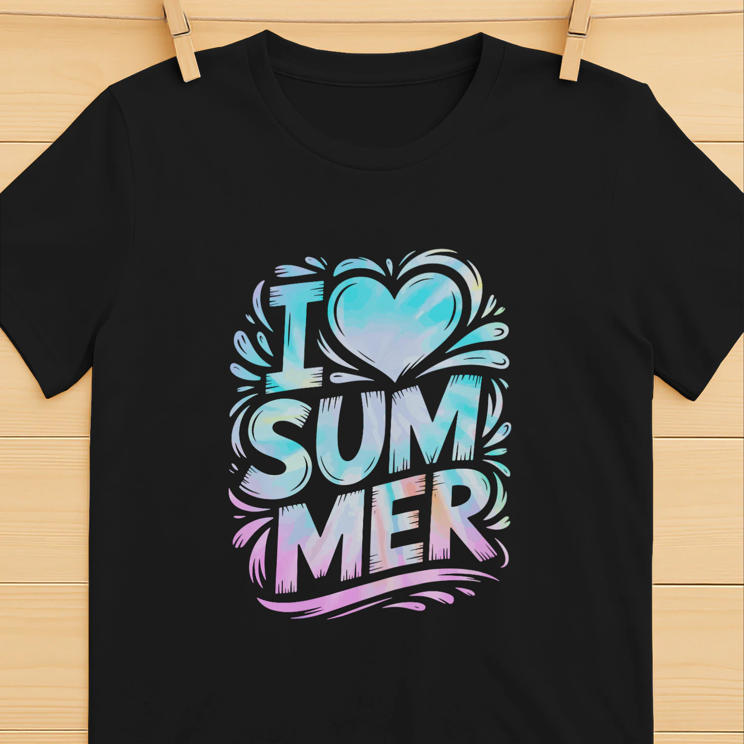 I Love Summer – Pastellfärgad Sommar T-Shirt