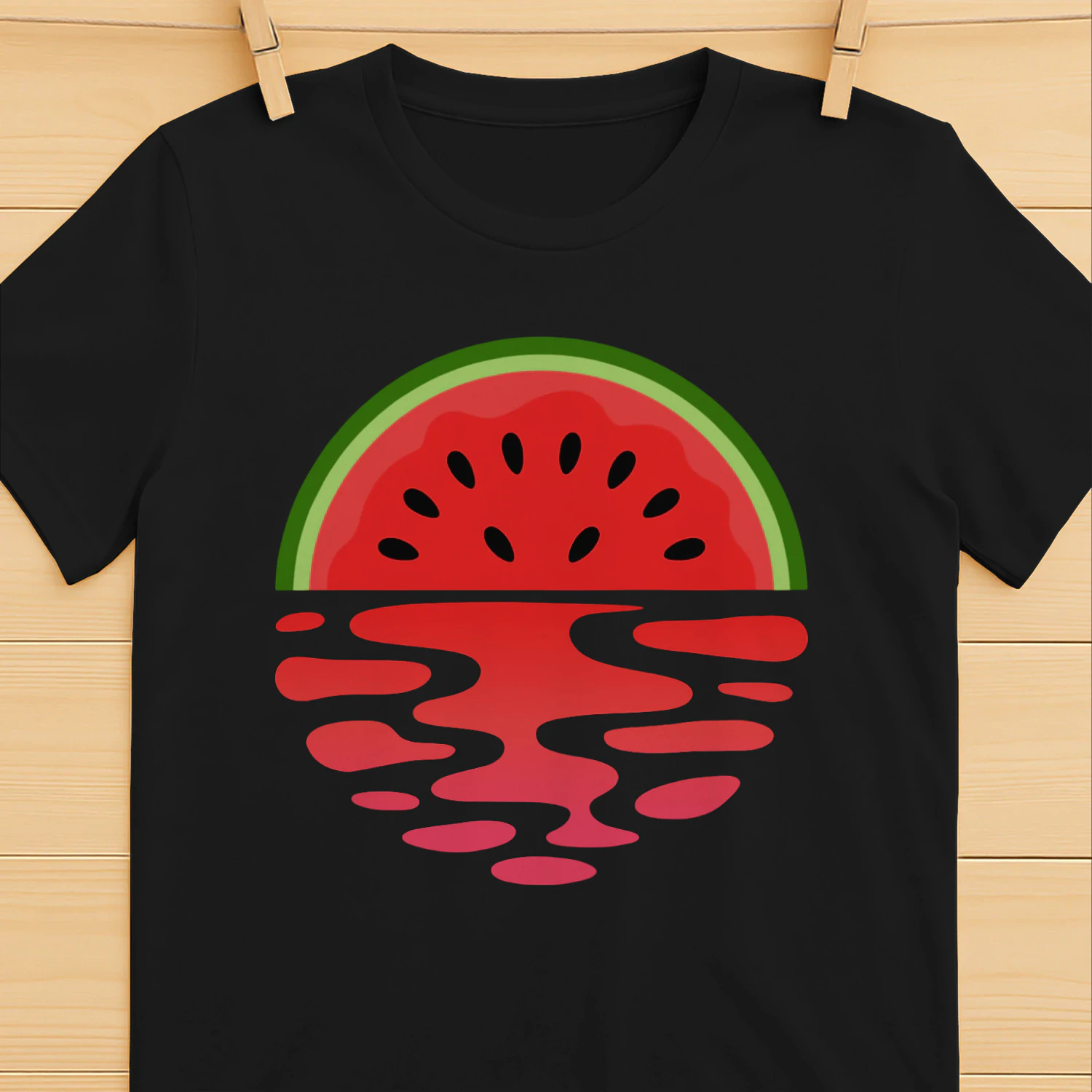 Vattenmelon Solnedgång vid Havet – Sommar T-Shirt
