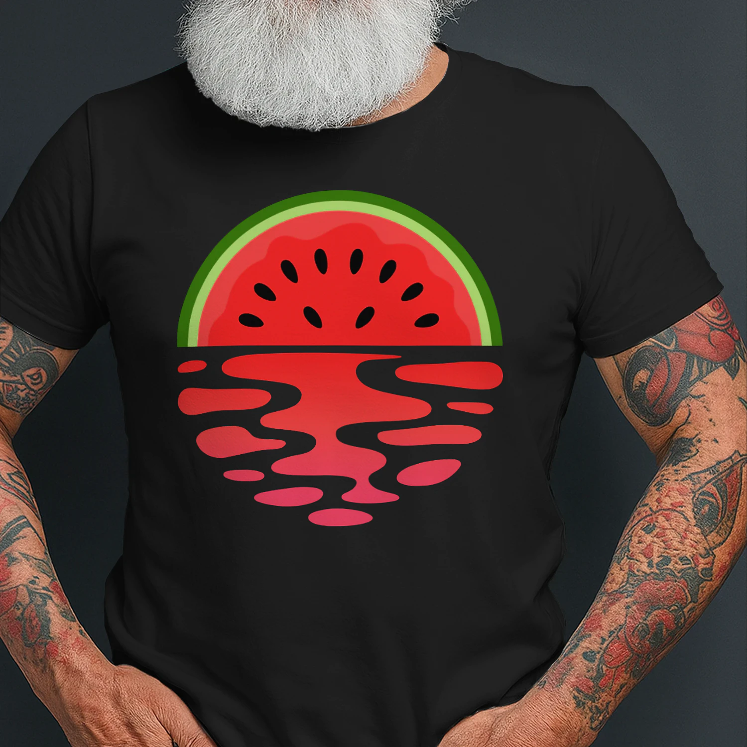 Vattenmelon Solnedgång vid Havet – Sommar T-Shirt