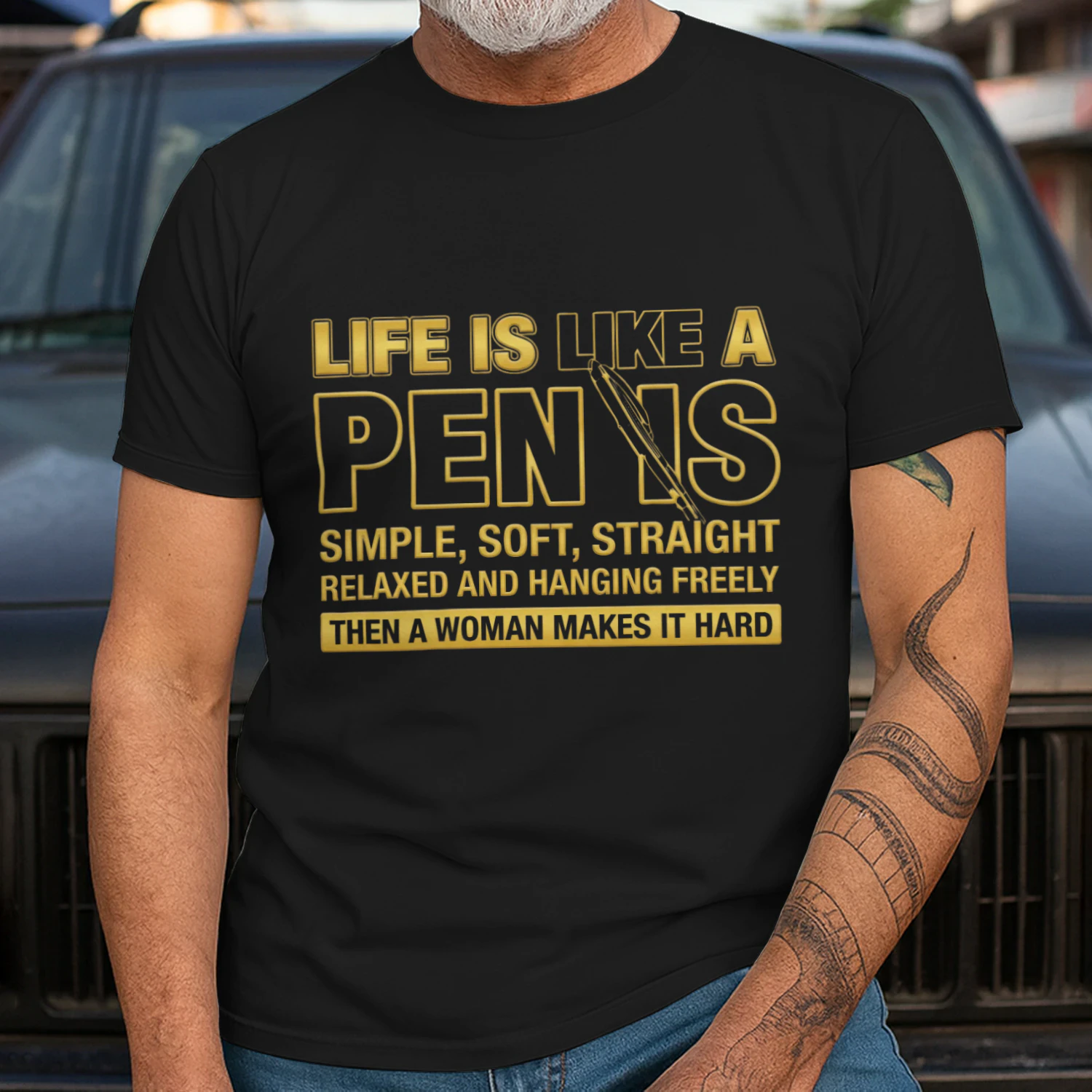 Life Is Like A Pen Is Simple Soft Straight Relaxed And Hanging Freely Then A Woman Makes It Hard
