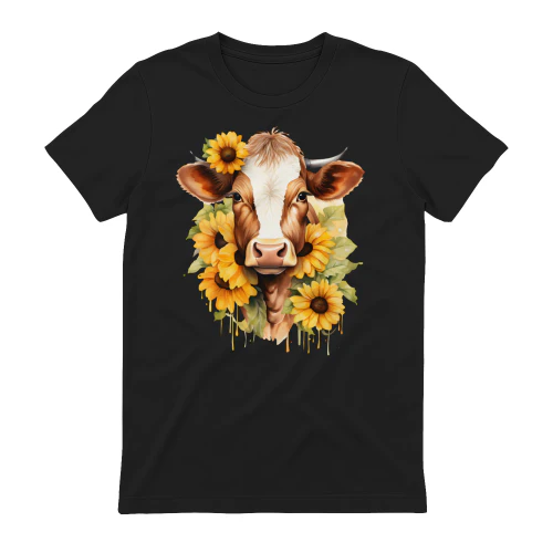 Cow - Sunflowers Watercolor