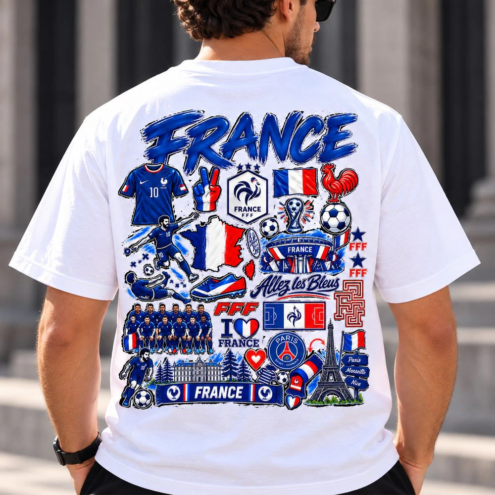 France Football Pride T-Shirt (First Model) – French Flag & Soccer Design