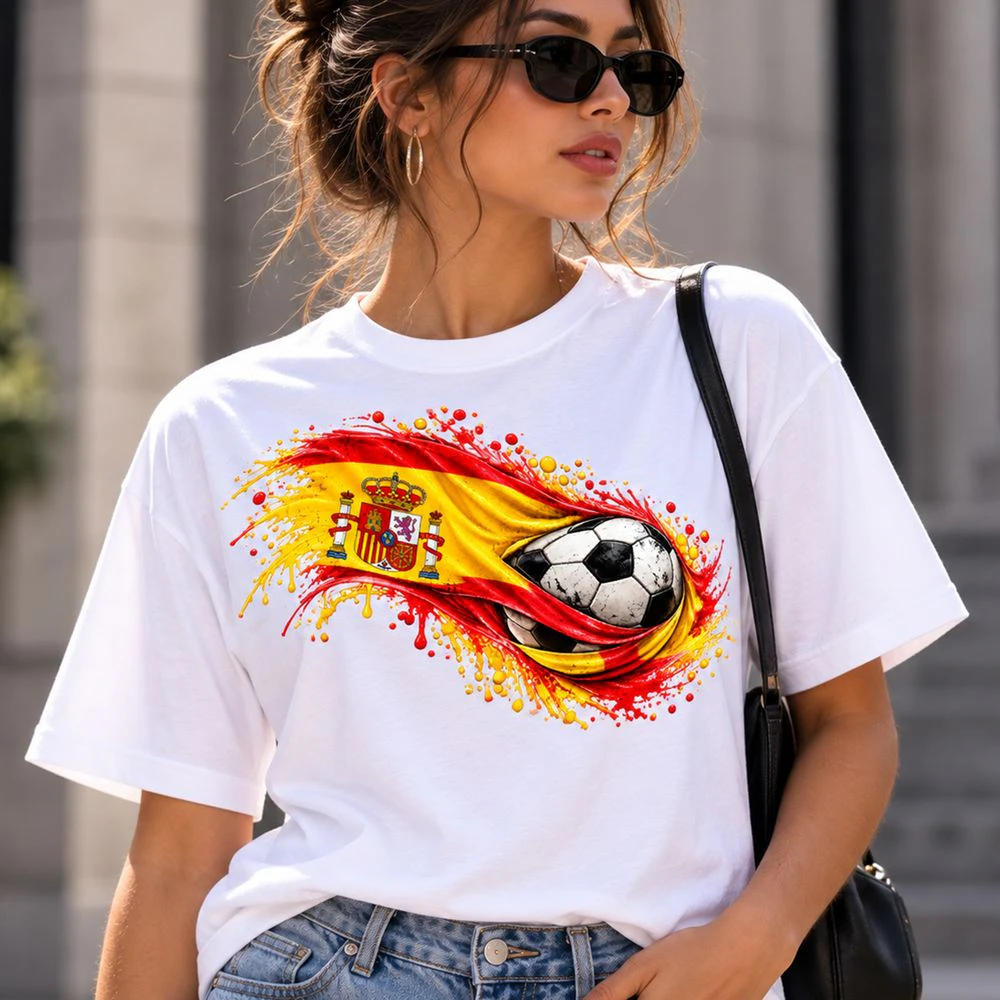 Spain Football Pride T-Shirt (Second Model) – Spanish Flag & Soccer Design