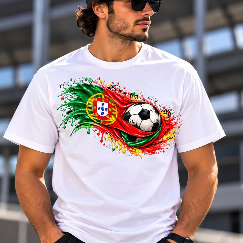 Portugal Football Pride T-Shirt (First Model) – Portuguese Flag & Soccer Design