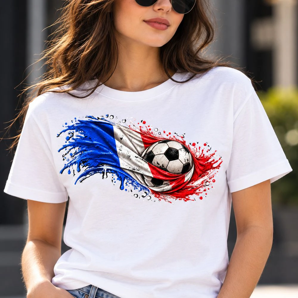 France Football Pride T-Shirt (Second Model) – French Flag & Soccer Design