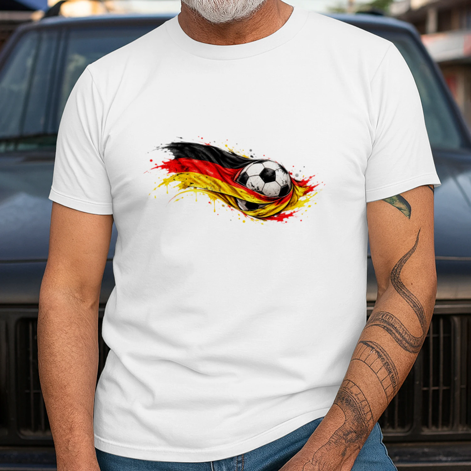 Germany Football Pride T-Shirt (Second Model) – German Flag & Soccer Design