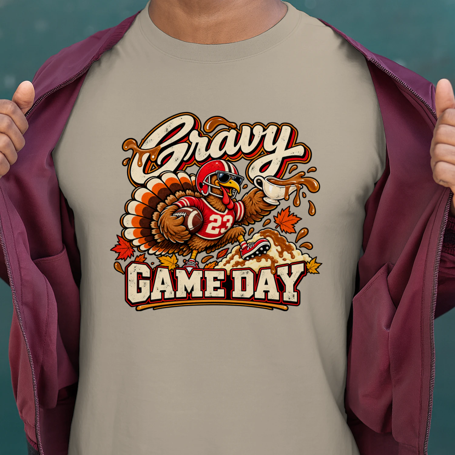 Gravy Game Day T-Shirt – Funny Thanksgiving Football Turkey Graphic Tee