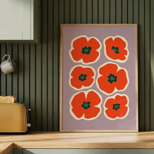 Minimalist Red Poppy Wall Art Print