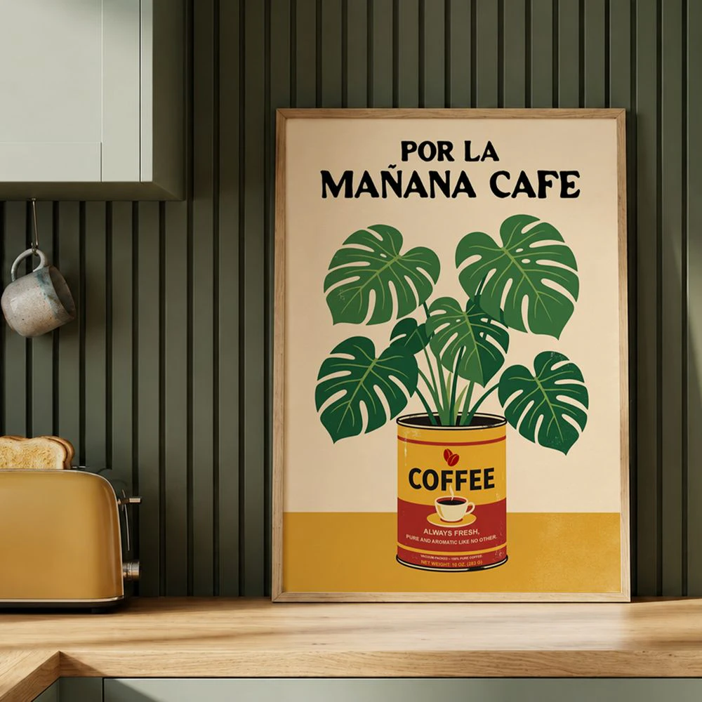 Coffee Wall Art – Monstera Botanical Café Print