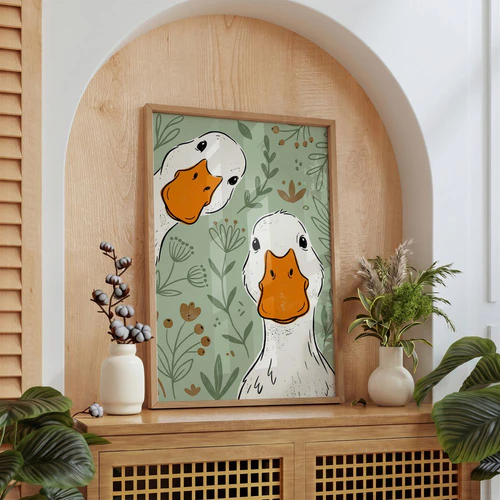 Cute Duck Cottagecore Wall Art Print