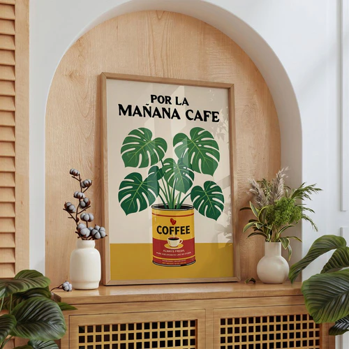 Coffee Wall Art – Monstera Botanical Café Print