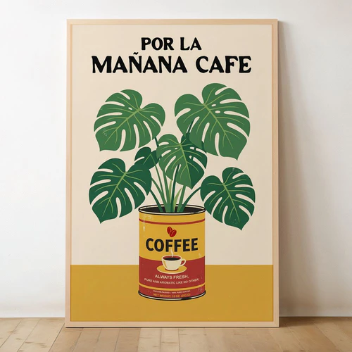 Coffee Wall Art – Monstera Botanical Café Print