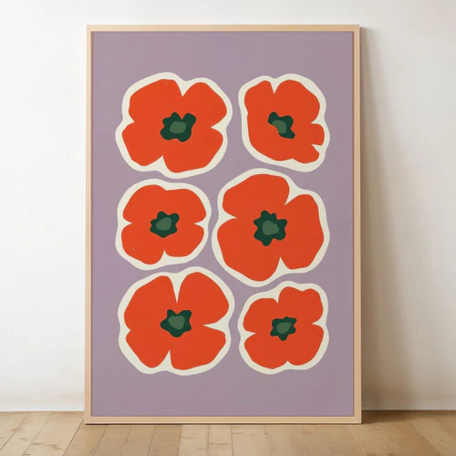 Minimalist Red Poppy Wall Art Print