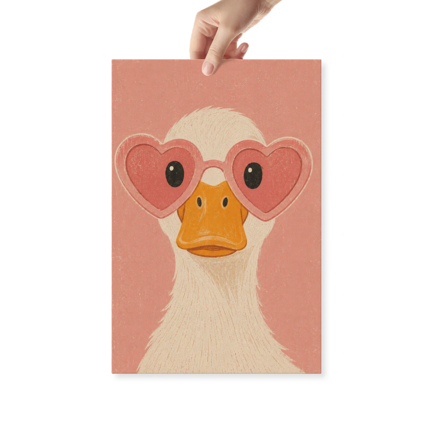 Funny Duck With Heart Sunglasses Wall Art Print