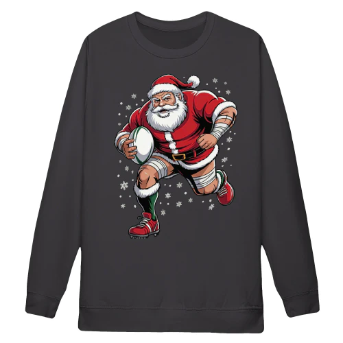 SANTA PLAYING RUGBY