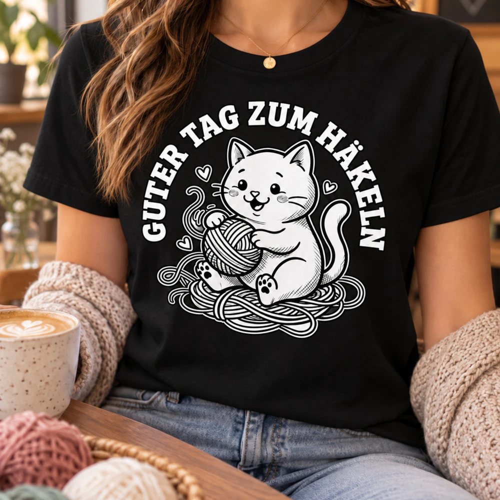 Guter Tag zum Häkeln – Katze mit Wollknäuel
