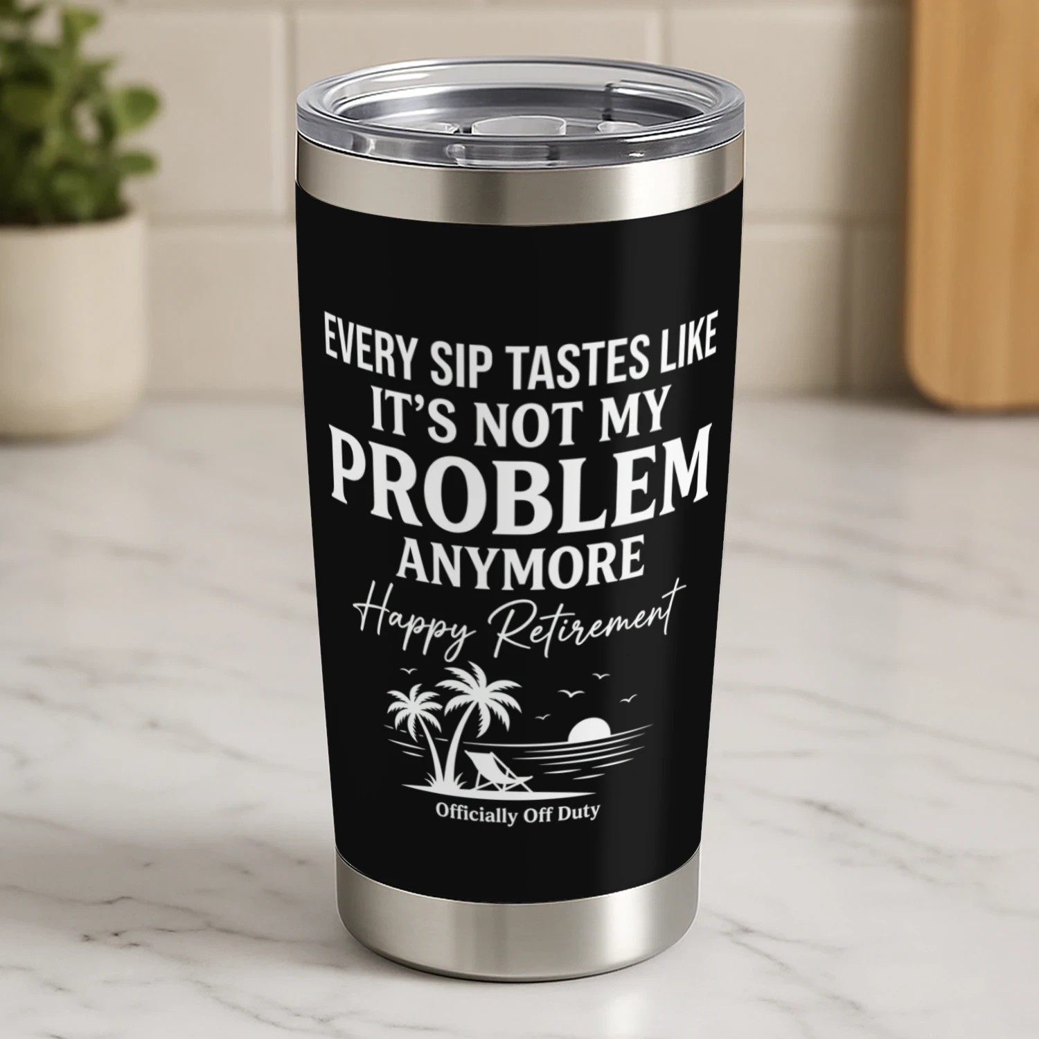 Funny Retirement Gift for Women & Men 2026 – 20 oz “Not My Problem Anymore” Tropical Tumbler 🌴 Shop Today