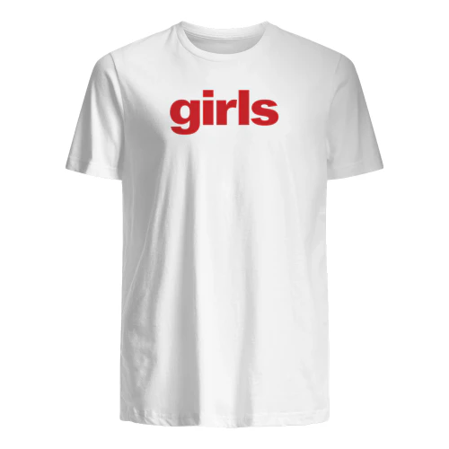"girls" Red Lettering Minimalist T-Shirt – Retro Y2K Pop-Culture Graphic Tee