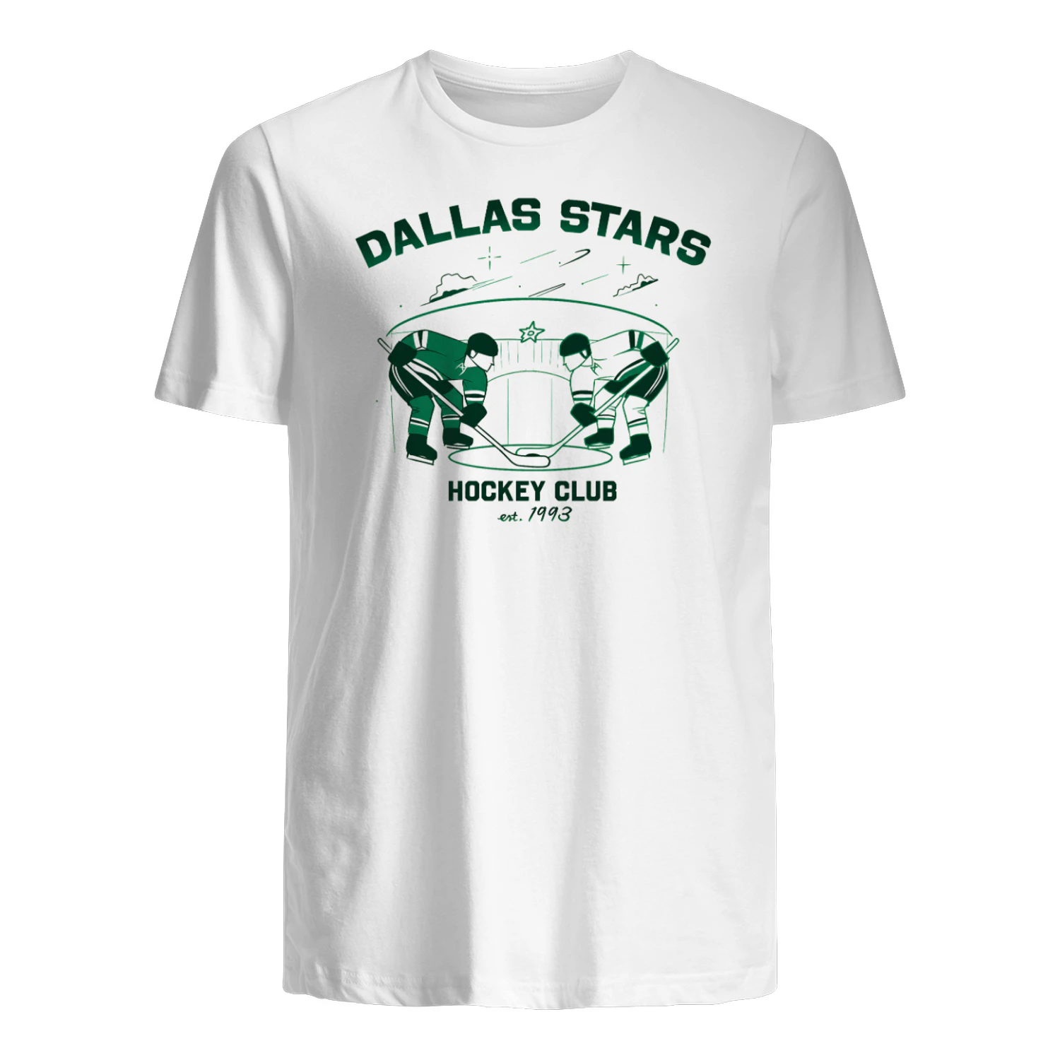 Dallas Stars Hockey Club Vintage T-Shirt - Green Retro Ice Hockey Graphic Tee | Est. 1993