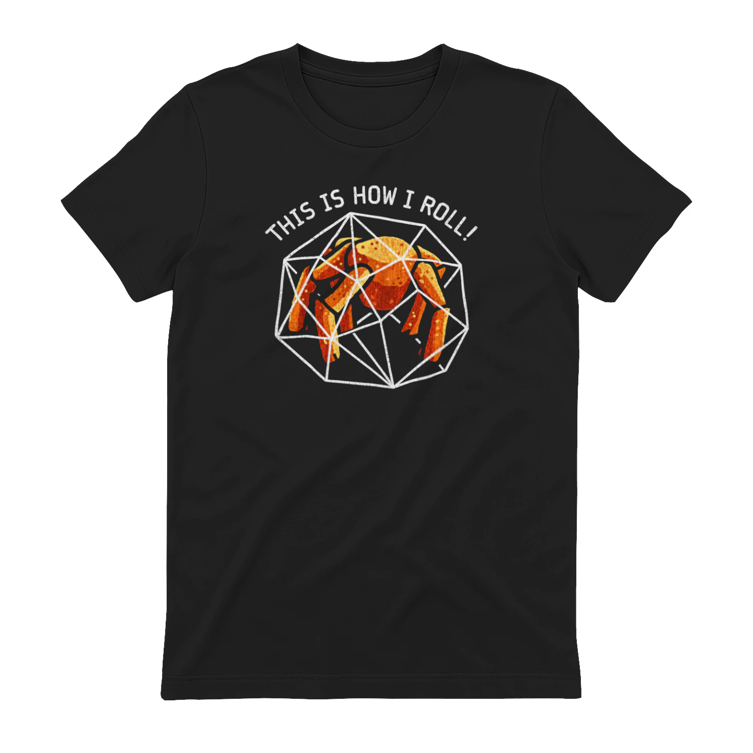 Funny Crab Shirt “This Is How I Roll” – Geometric Crab T-Shirt, Nerd Humor Tee, DnD Dice Inspired Graphic Shirt