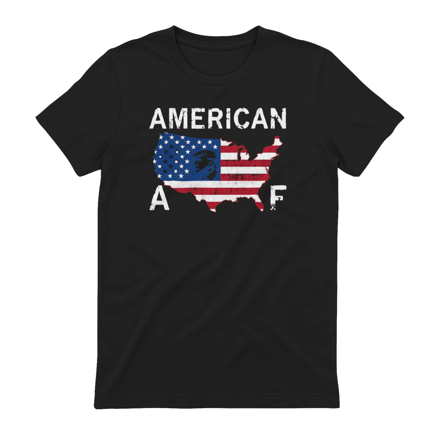 AMERICAN AF" Trump US Map Flag Patriotic T-Shirt – Bold Pro-Trump Conservative Graphic Tee