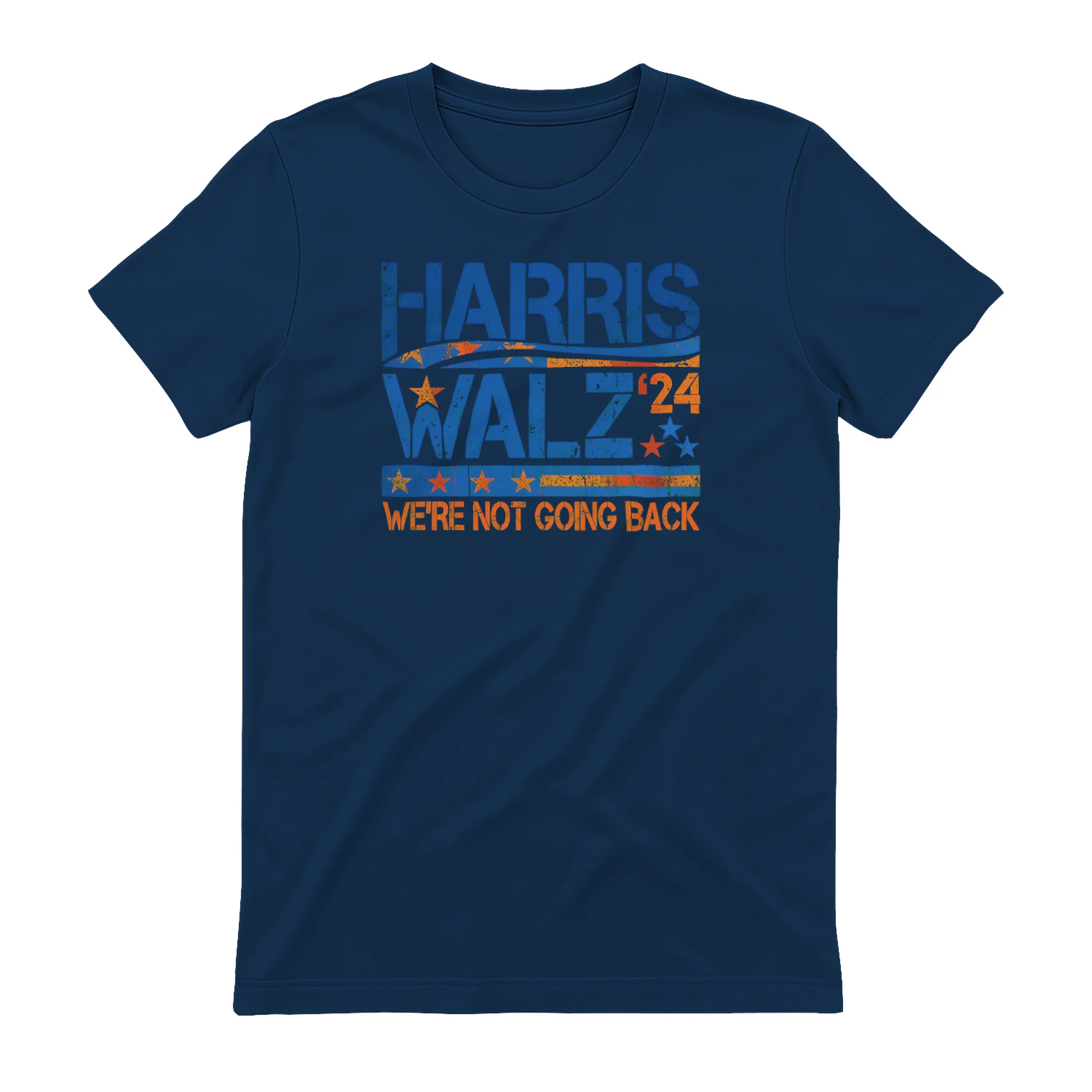 Harris Walz '24 We're Not Going Back T-Shirt | Political Campaign Graphic Tee | Navy Blue