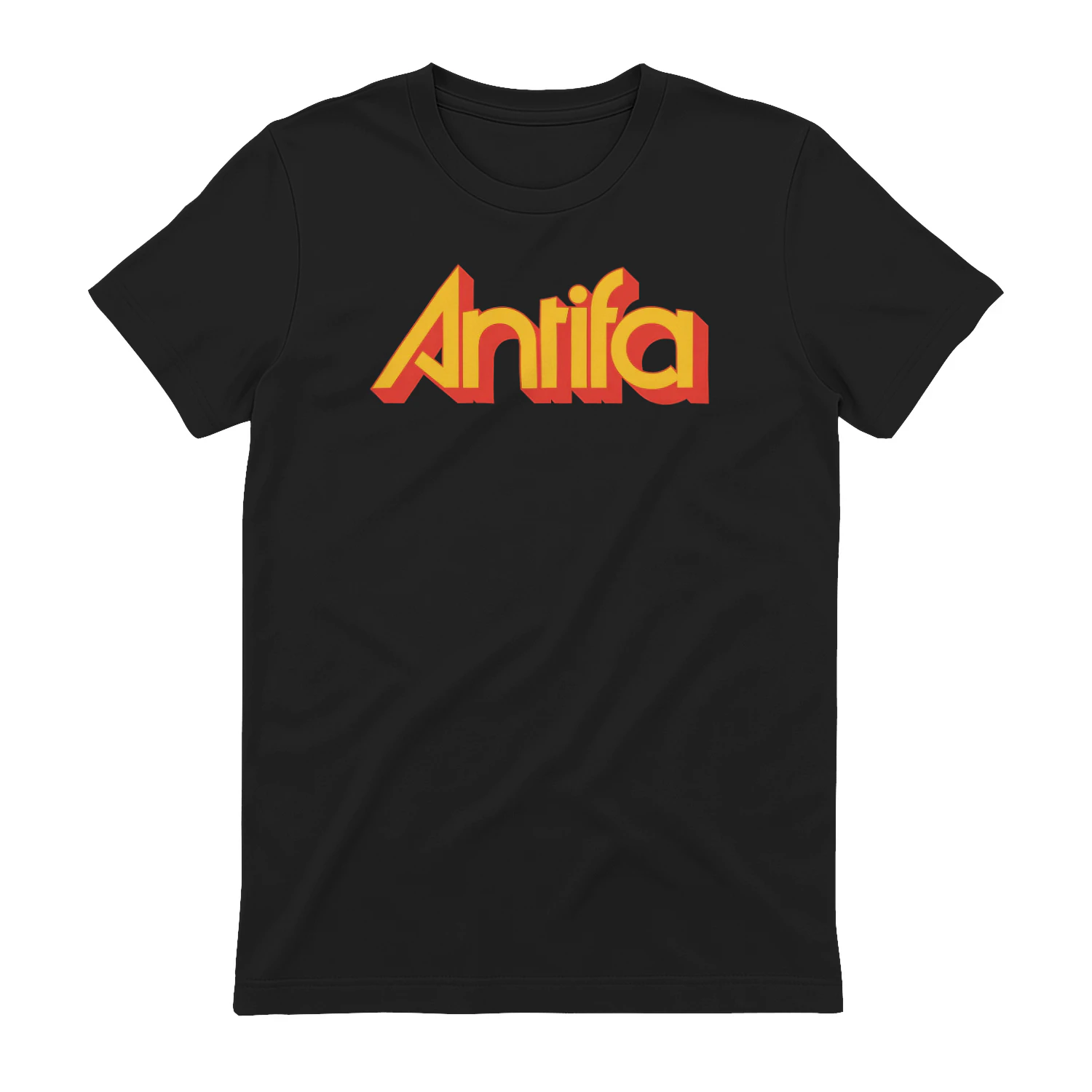 Antifa Retro 70s Style T-Shirt | Bold Red & Yellow Graphic Tee | Black Unisex