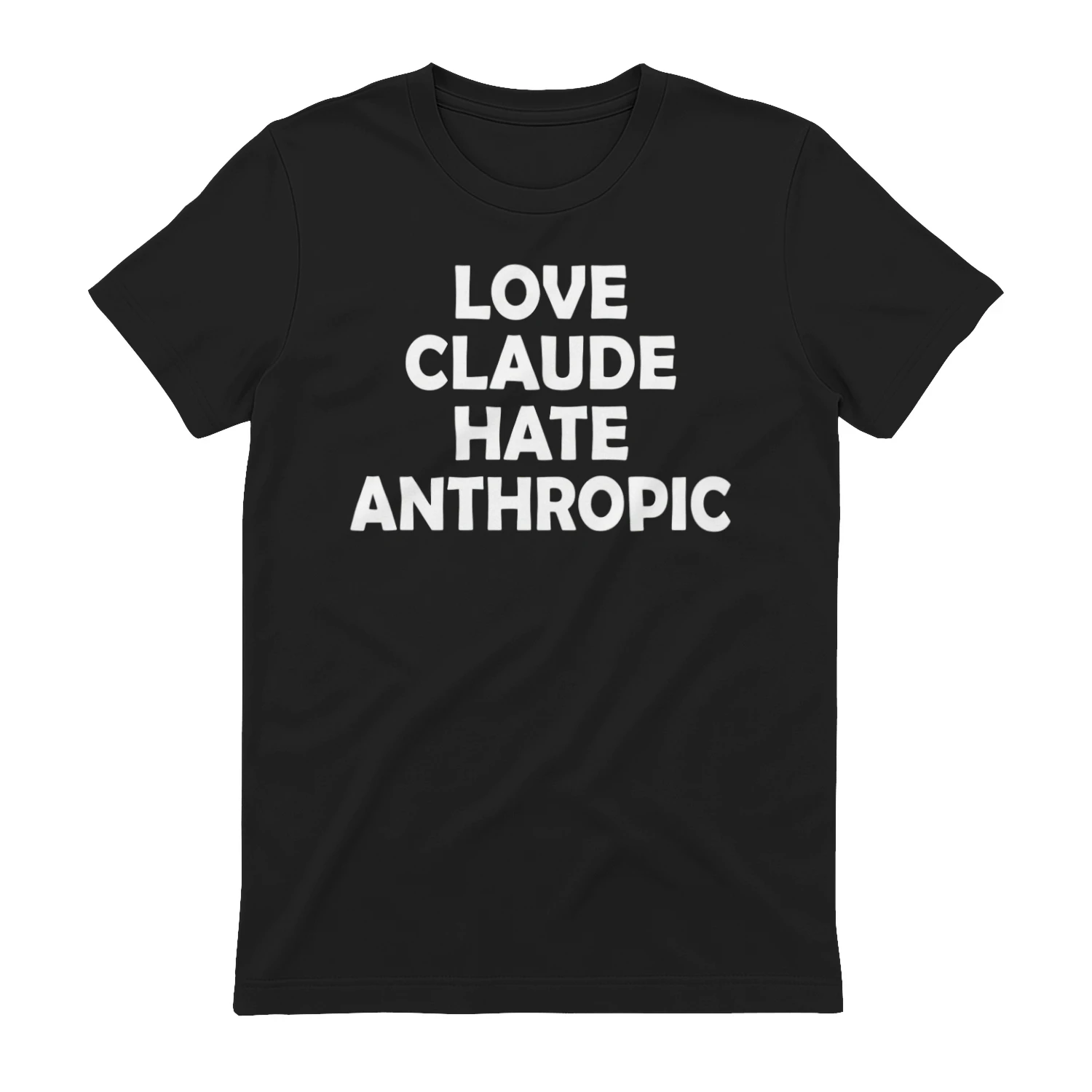 LOVE CLAUDE HATE ANTHROPIC" Funny AI Developer T-Shirt – Tech Humor Graphic Tee