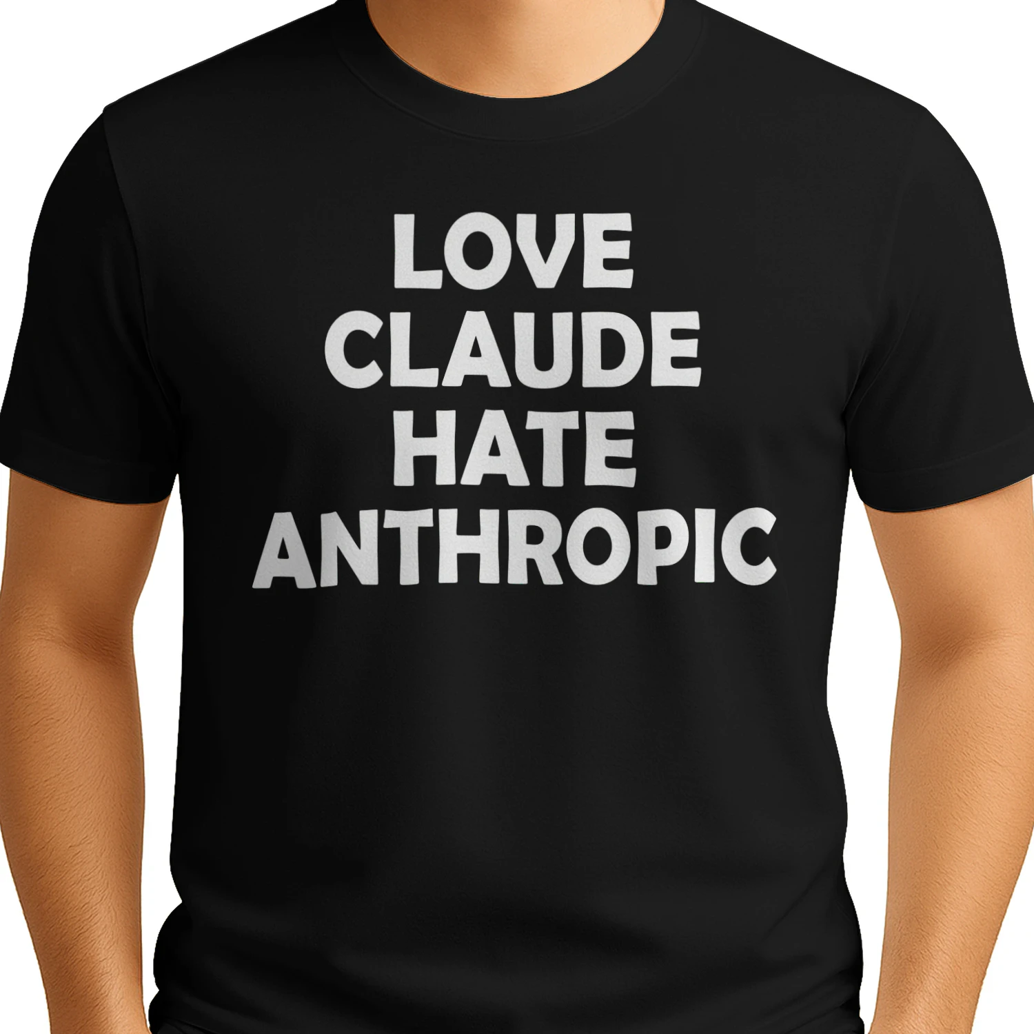LOVE CLAUDE HATE ANTHROPIC" Funny AI Developer T-Shirt – Tech Humor Graphic Tee