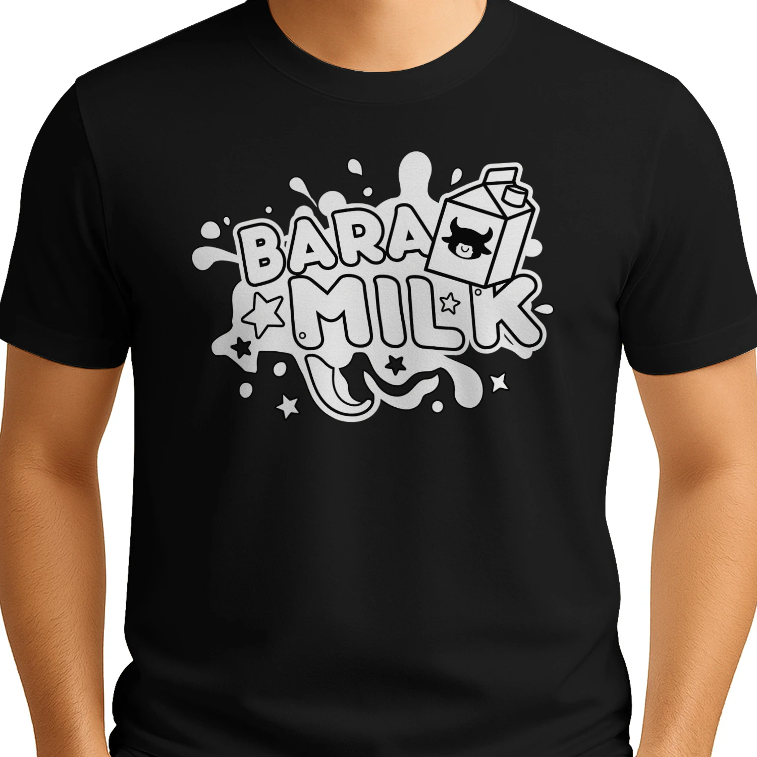 Bara Milk T-Shirt | Cute Cow Milk Carton Graphic Tee | Green Cartoon Shirt