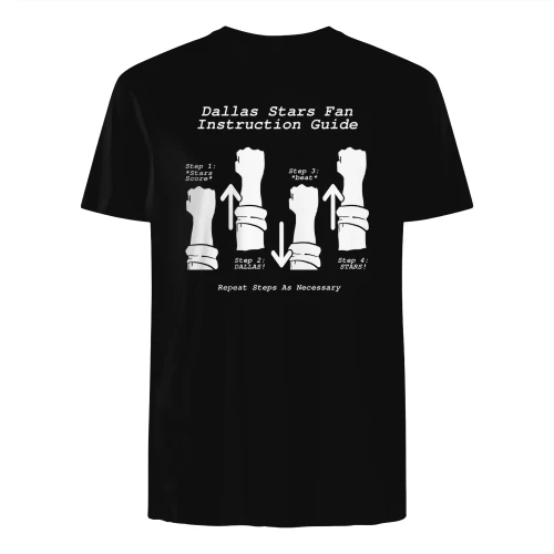 Dallas Stars Fan Instruction Guide T-Shirt - Funny Hockey Cheer Fist Pump Tee