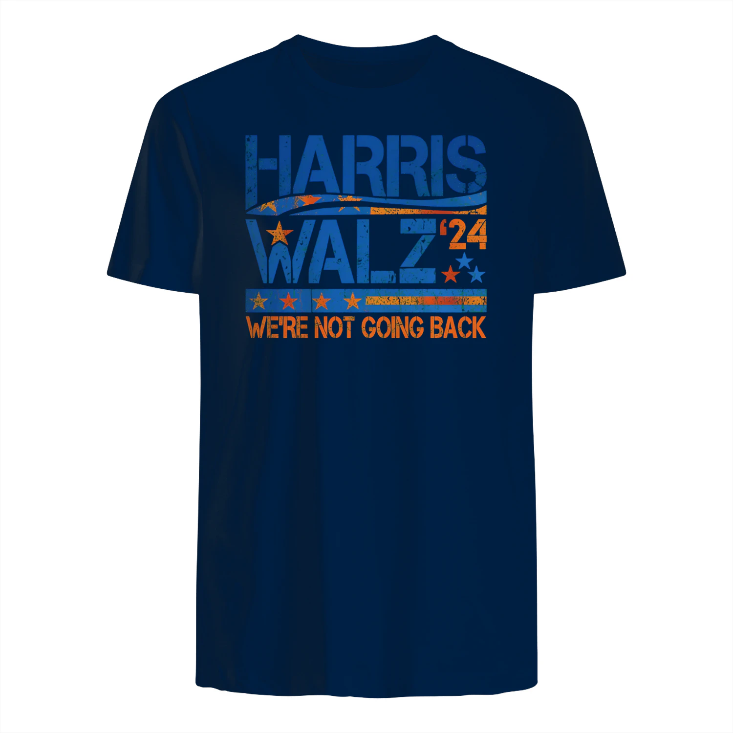 Harris Walz '24 We're Not Going Back T-Shirt | Political Campaign Graphic Tee | Navy Blue