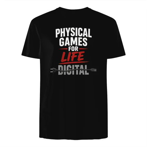 PHYSICAL GAMES FOR LIFE DIGITAL" Retro Gamer T-Shirt – Video Game Preservationist & Collector Graphic Tee