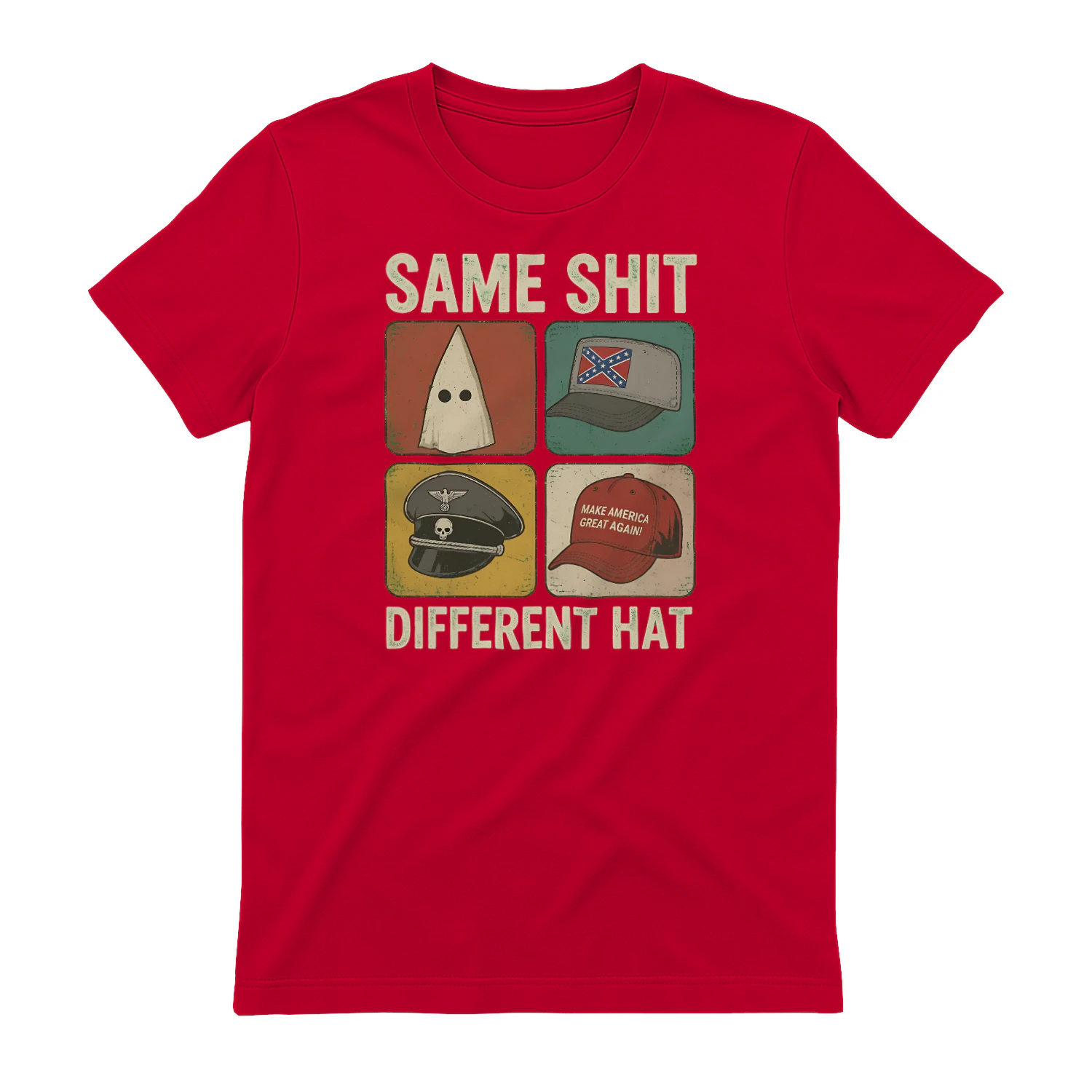 Same Shit Different Hat T-Shirt | Political Satire Graphic Tee | Red