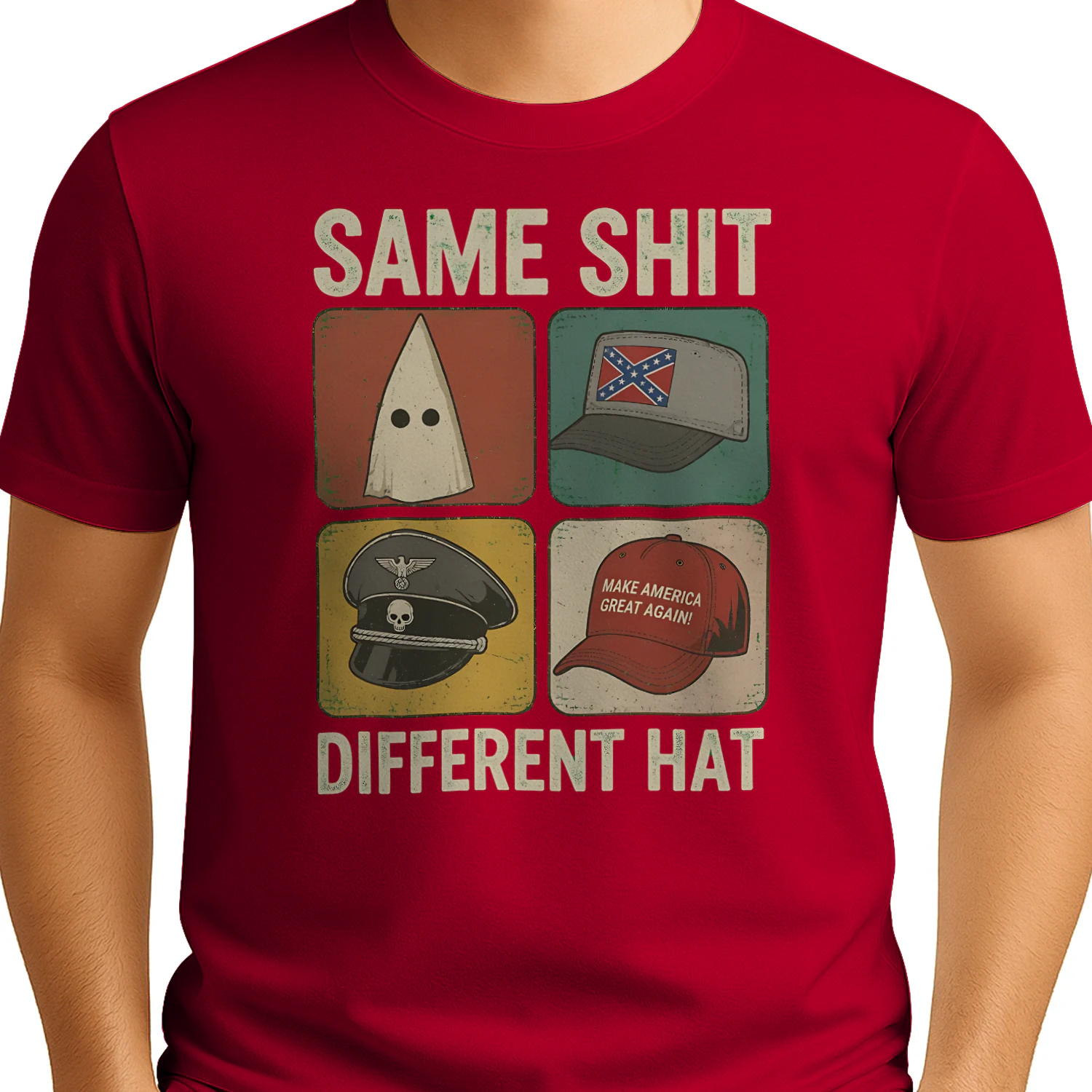 Same Shit Different Hat T-Shirt | Political Satire Graphic Tee | Red
