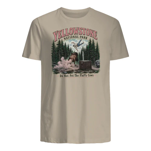 Yellowstone National Park Do Not Pet The Fluffy Cows T-Shirt | Funny Bison Graphic Tee 