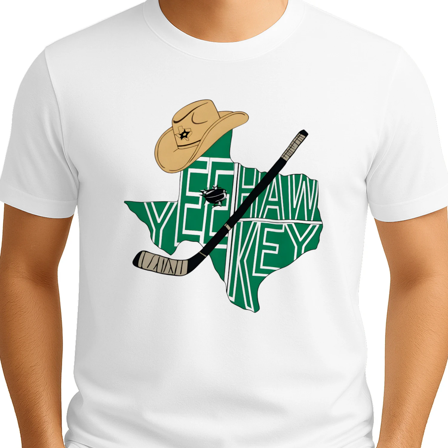 Yeehaw Key Dallas Stars T-Shirt – Texas Hockey Cowboy Graphic Tee