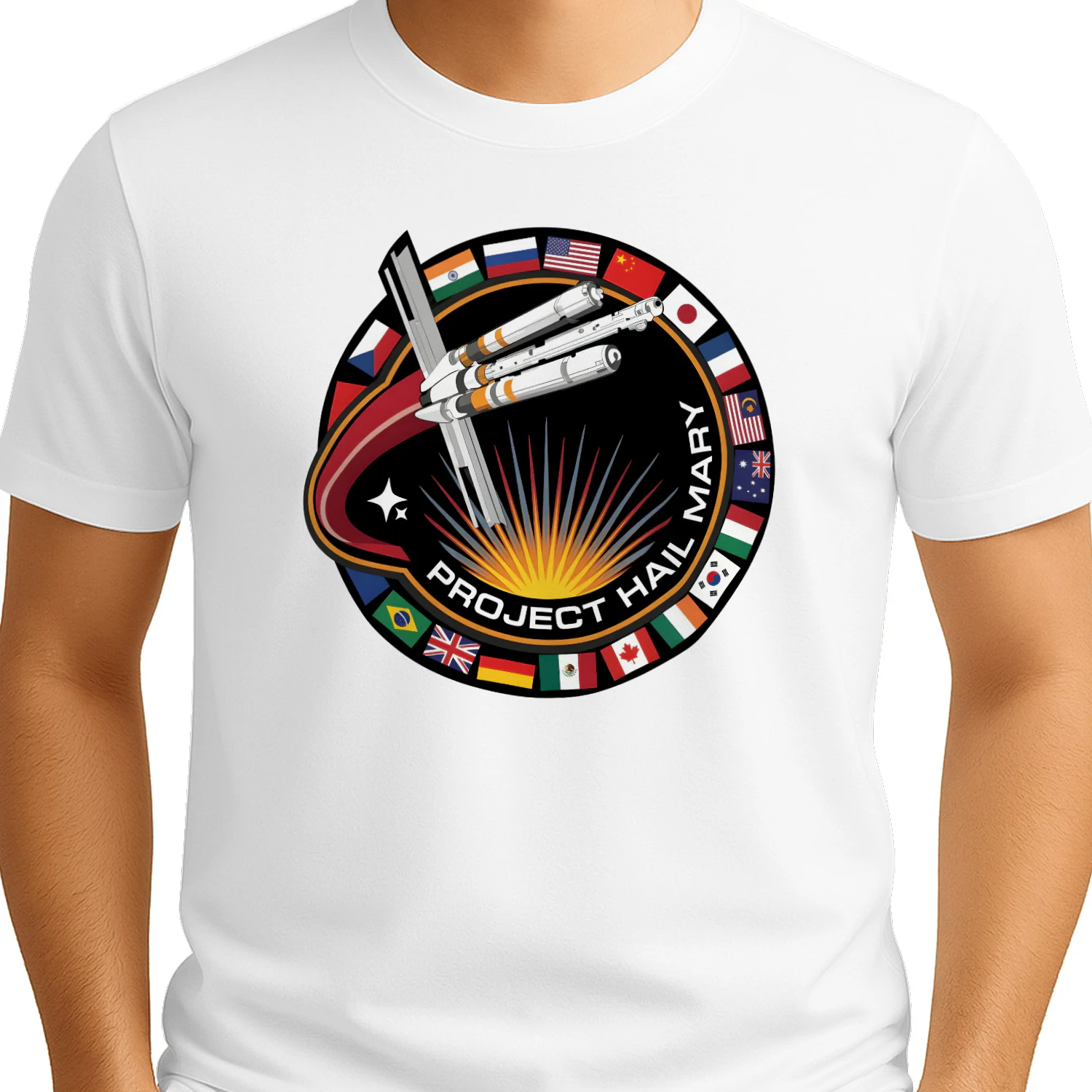 Project Hail Mary Space Mission Graphic T-Shirt – Sci-Fi Movie Inspired Astronaut & Rocket Design