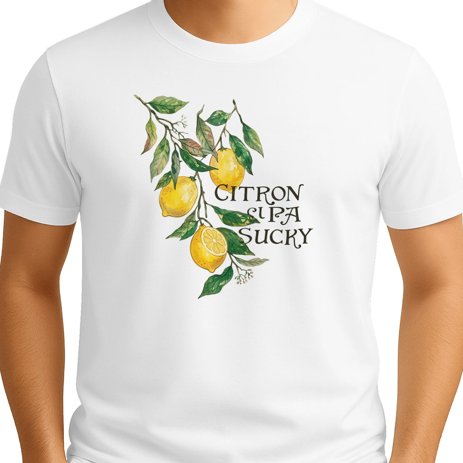 Citron Sucks Lemon Tree T-Shirt | Funny Citrus Graphic Tee | White