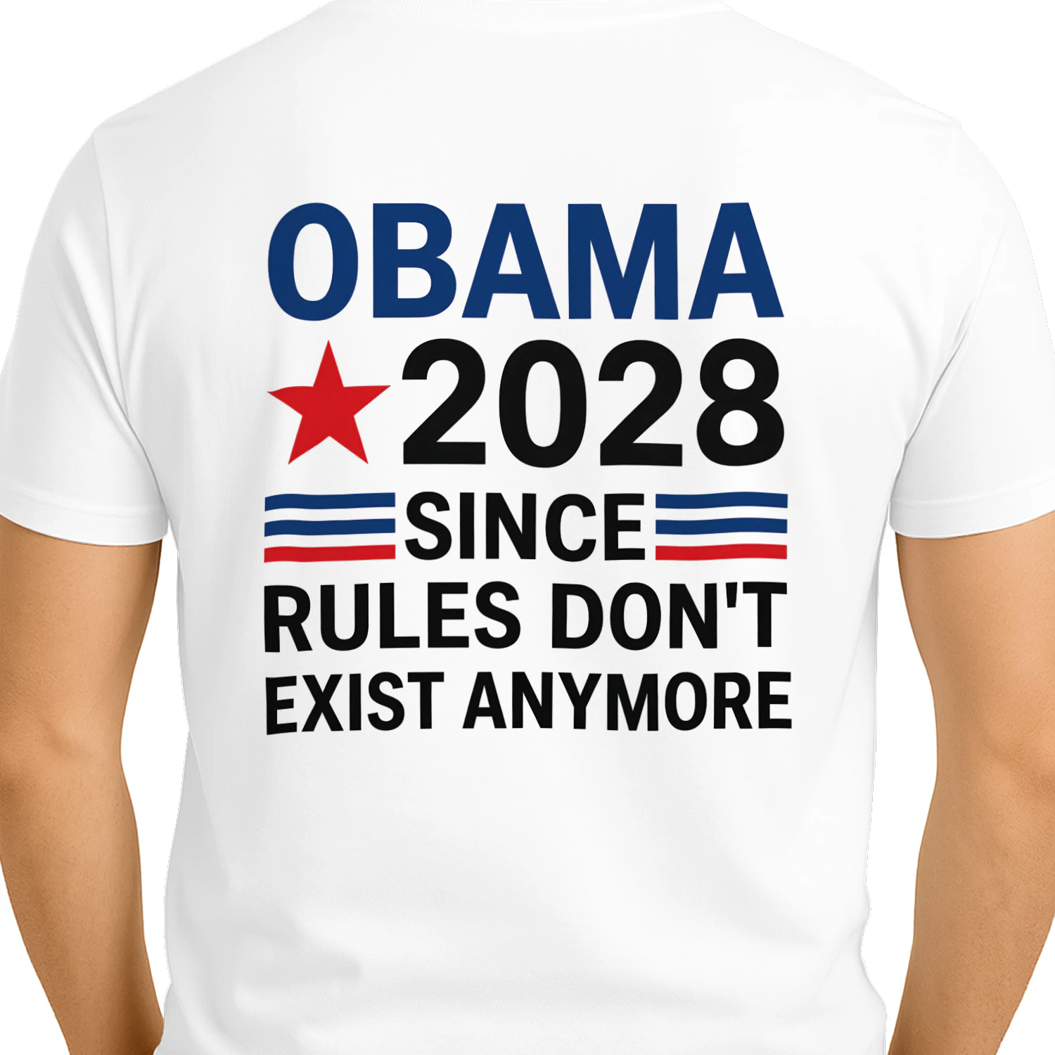 OBAMA 2028 SINCE RULES DON'T EXIST ANYMORE" Funny Political Satire T-Shirt – Parody Election Graphic Tee