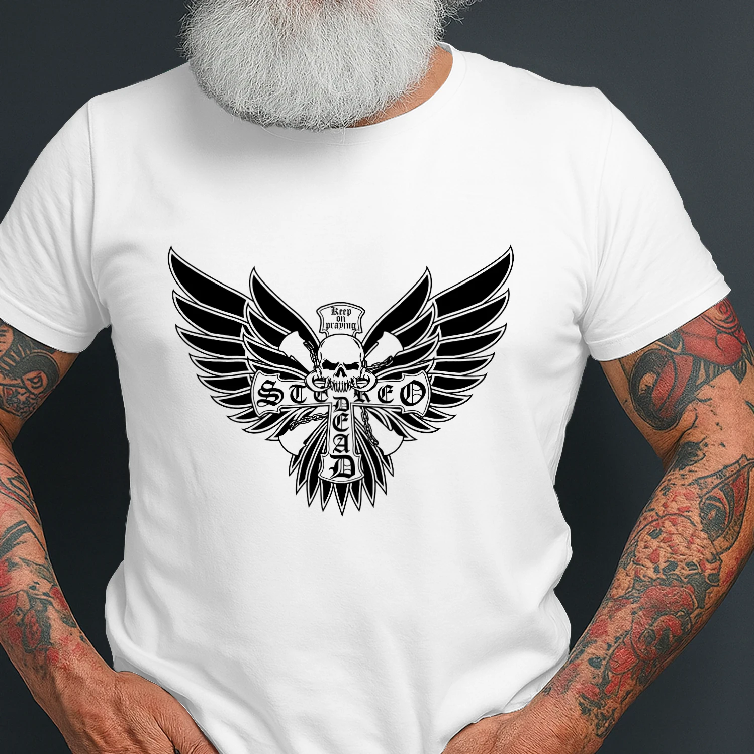 Live Fast Die Young Skull Wings Graphic
