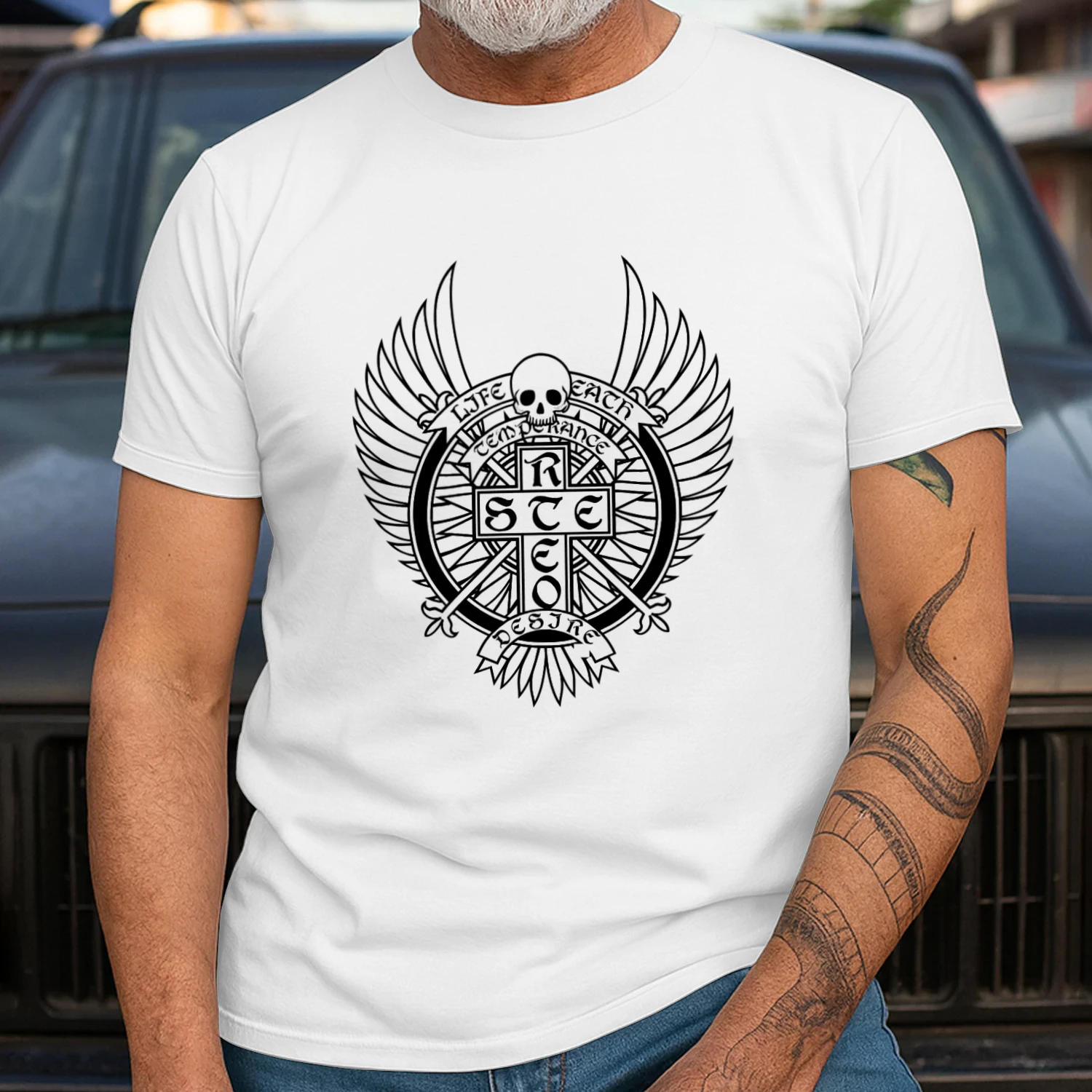 Live Fast Die Young Skull Wings T-Shirt