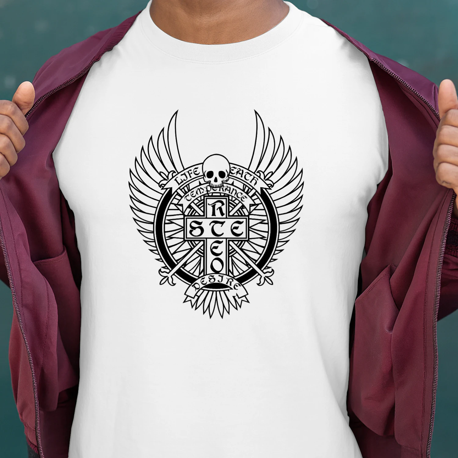 Live Fast Die Young Skull Wings T-Shirt